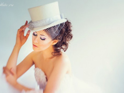 Свадебные шляпки с вуалью: белый свадебный женский цилиндр