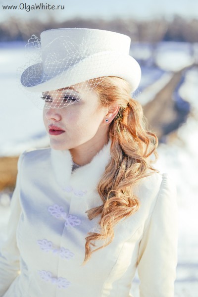 Белый женский цилиндр с вуалью для верховой езды наездницы. Купить или заказать в интернет-магазине