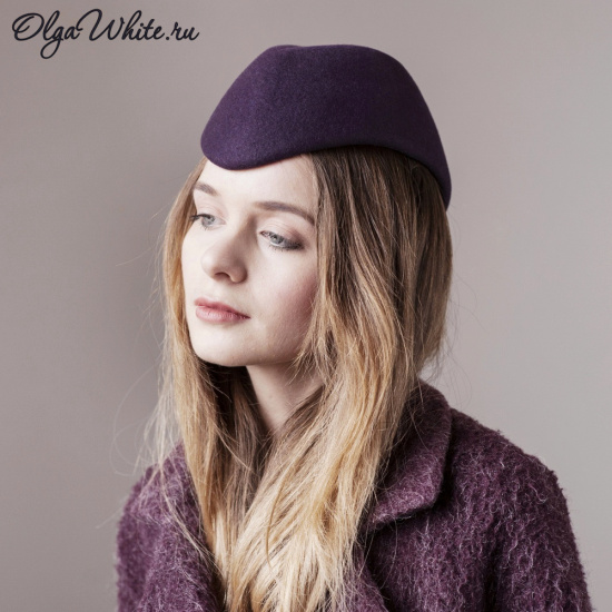 Фиолетовая шляпа купить Фетровая женская пилотка