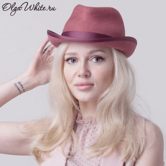 Розовая шляпа купить женская фетровая федора