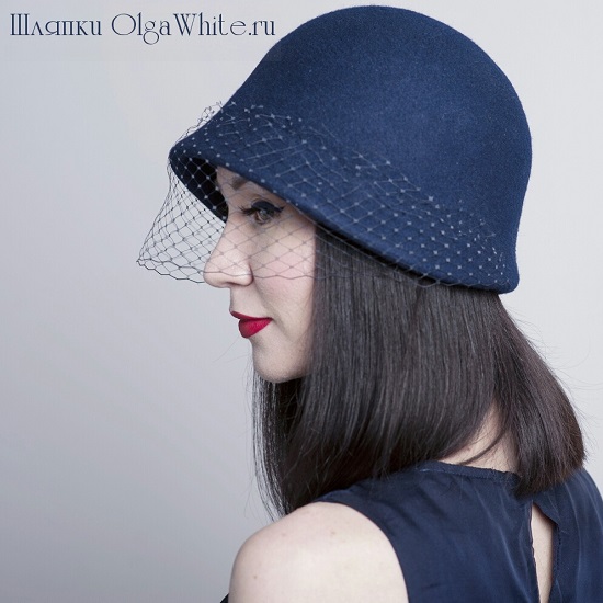 Синяя фетровая шляпа клош купить Шляпка в ретро стиле-с чем носить
