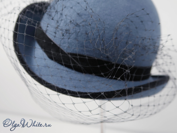 Синяя шляпка с вуалью Купить серо-синюю шляпу в Спб