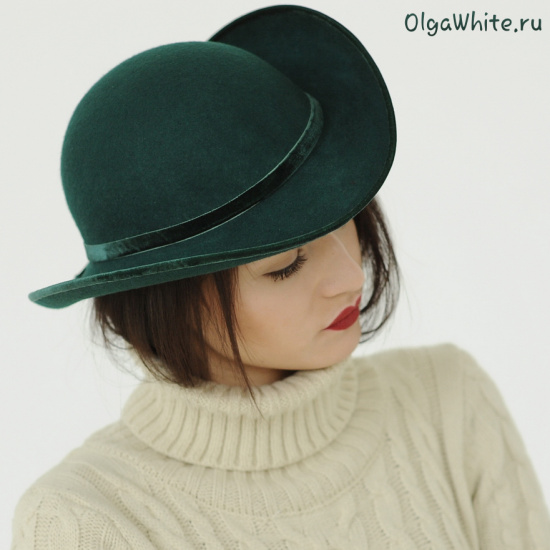 Зеленая шляпа купить Фетровая женская шляпа