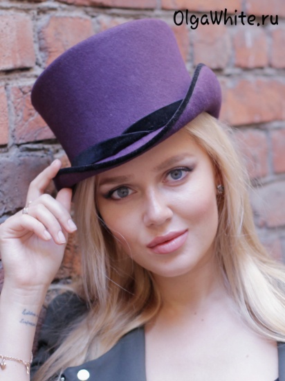 Женский цилиндр купить фиолетовый шляпа